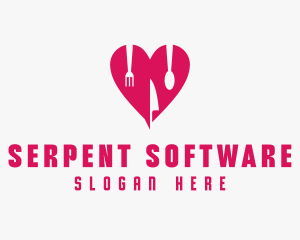 Pink Heart Utensil Restaurant logo design