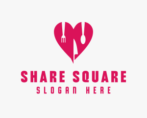 Pink Heart Utensil Restaurant logo design