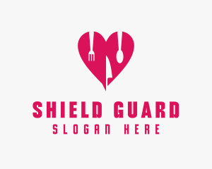 Pink Heart Utensil Restaurant logo design