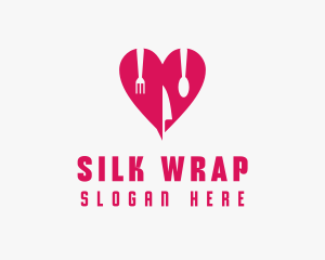 Pink Heart Utensil Restaurant logo design