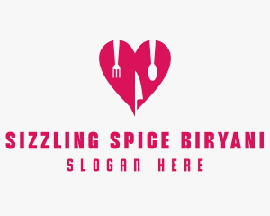 Pink Heart Utensil Restaurant logo design