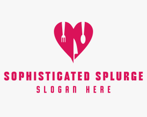 Pink Heart Utensil Restaurant logo design