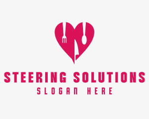 Pink Heart Utensil Restaurant logo design