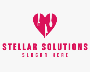 Pink Heart Utensil Restaurant logo design