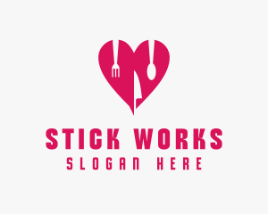 Pink Heart Utensil Restaurant logo design