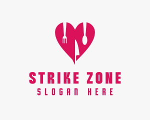 Pink Heart Utensil Restaurant logo design