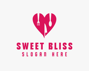 Pink Heart Utensil Restaurant logo design