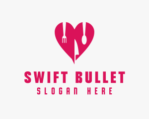 Pink Heart Utensil Restaurant logo design