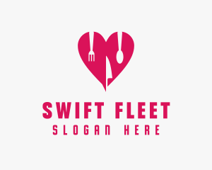 Pink Heart Utensil Restaurant logo design