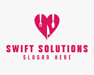 Pink Heart Utensil Restaurant logo design