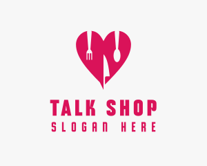 Pink Heart Utensil Restaurant logo design