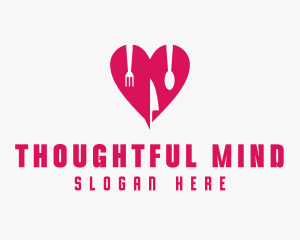 Pink Heart Utensil Restaurant logo design