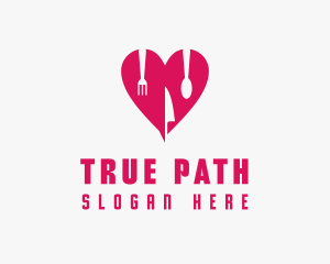 Pink Heart Utensil Restaurant logo design