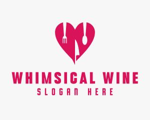 Pink Heart Utensil Restaurant logo design