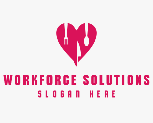 Pink Heart Utensil Restaurant logo design