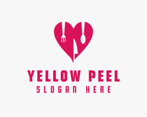 Pink Heart Utensil Restaurant logo design