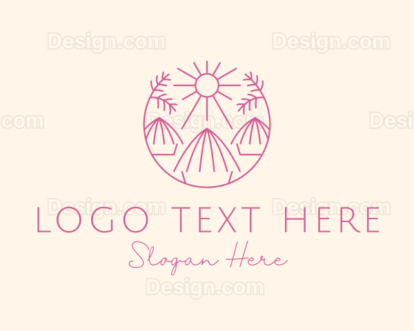 Tropical Palm Tree Hut Logo