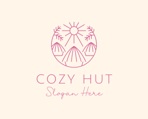 Tropical Palm Tree Hut logo design