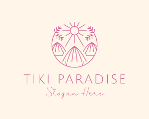 Tropical Palm Tree Hut logo design