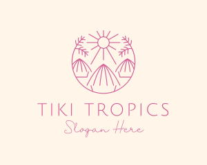 Tropical Palm Tree Hut logo design