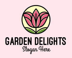 Monoline Flower Garden logo design