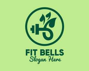 Green Dumbbell Leaves logo design