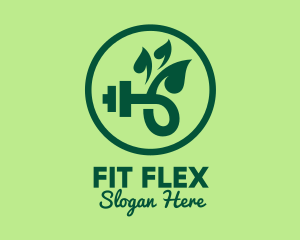 Green Dumbbell Leaves logo design