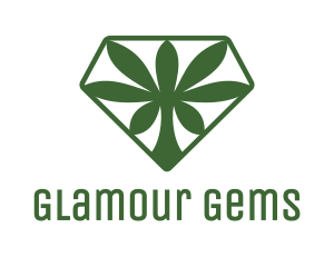 Green Cannabis Diamond logo design