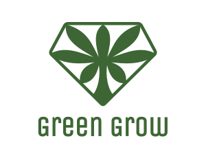 Green Cannabis Diamond logo design