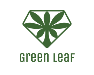 Green Cannabis Diamond logo design