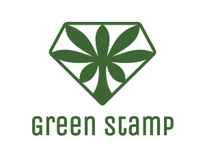 Green Cannabis Diamond logo design