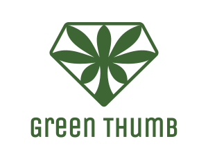 Green Cannabis Diamond logo design