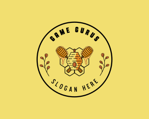 Leaf Beehive Honey Dipper Logo