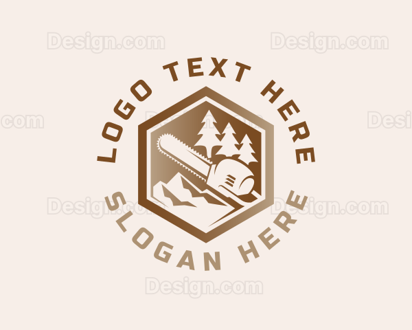 Chainsaw Pine Tree Woodwork Logo