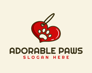 Paw Keychain Heart logo design