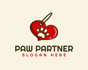 Paw Keychain Heart logo design