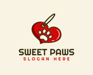 Paw Keychain Heart logo design
