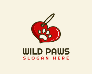 Paw Keychain Heart logo design