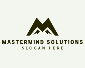 Mountaineer Hiking Letter M logo design