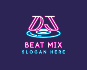 Neon DJ Music logo design