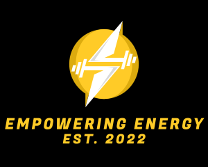 Energy Power Barbell Fitness logo design