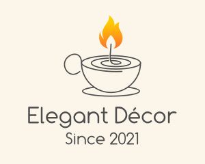 Teacup Candle Flame logo design