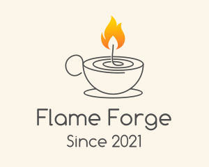 Teacup Candle Flame logo design