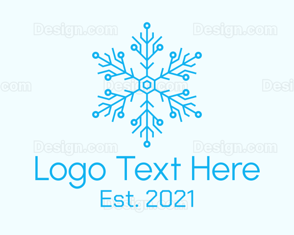 Blue Circuitry Snowflake Logo