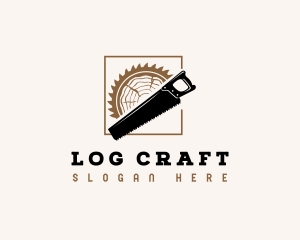 Woodwork Saw Log logo design