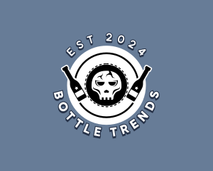 Hipster Bottle Skull  logo