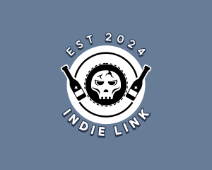 Hipster Bottle Skull  logo