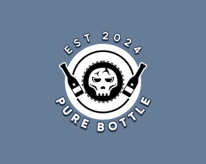 Hipster Bottle Skull  logo