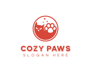 Pet Grooming Cat Paw logo design
