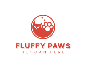 Pet Grooming Cat Paw logo design